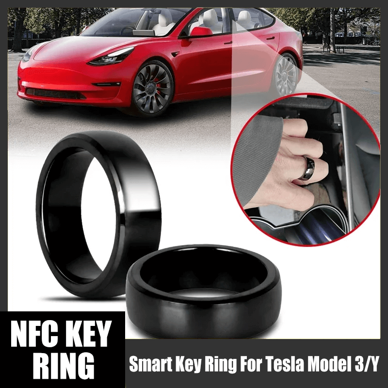 Tesstudio Tesla Model 3/Y Smart Key NFC Ceramic Keyring RFID Tech Card Key Fob Made With Original Card