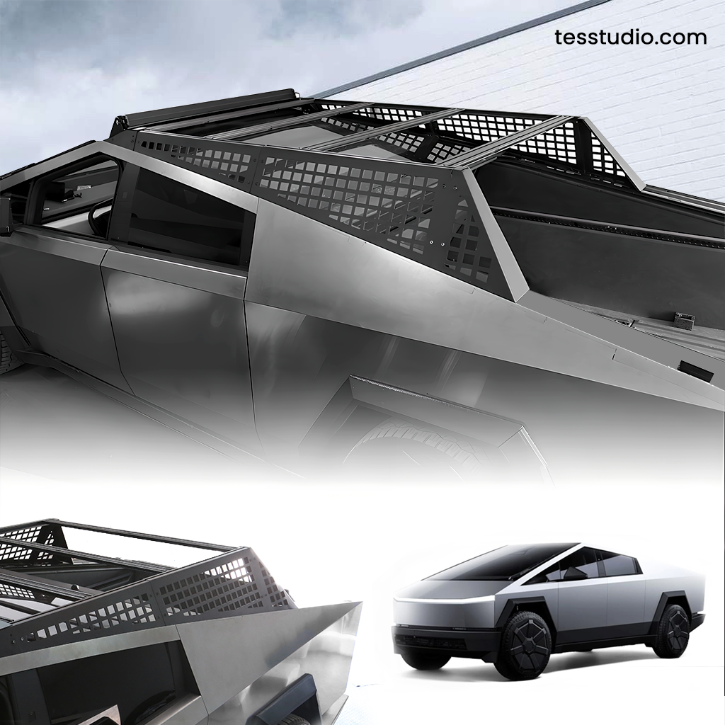 Tesla Cybertruck Crossbars Molle Panel Cybertruck Roof Racks 2024 Tesla Cybertruck Molle System Tesstudio®