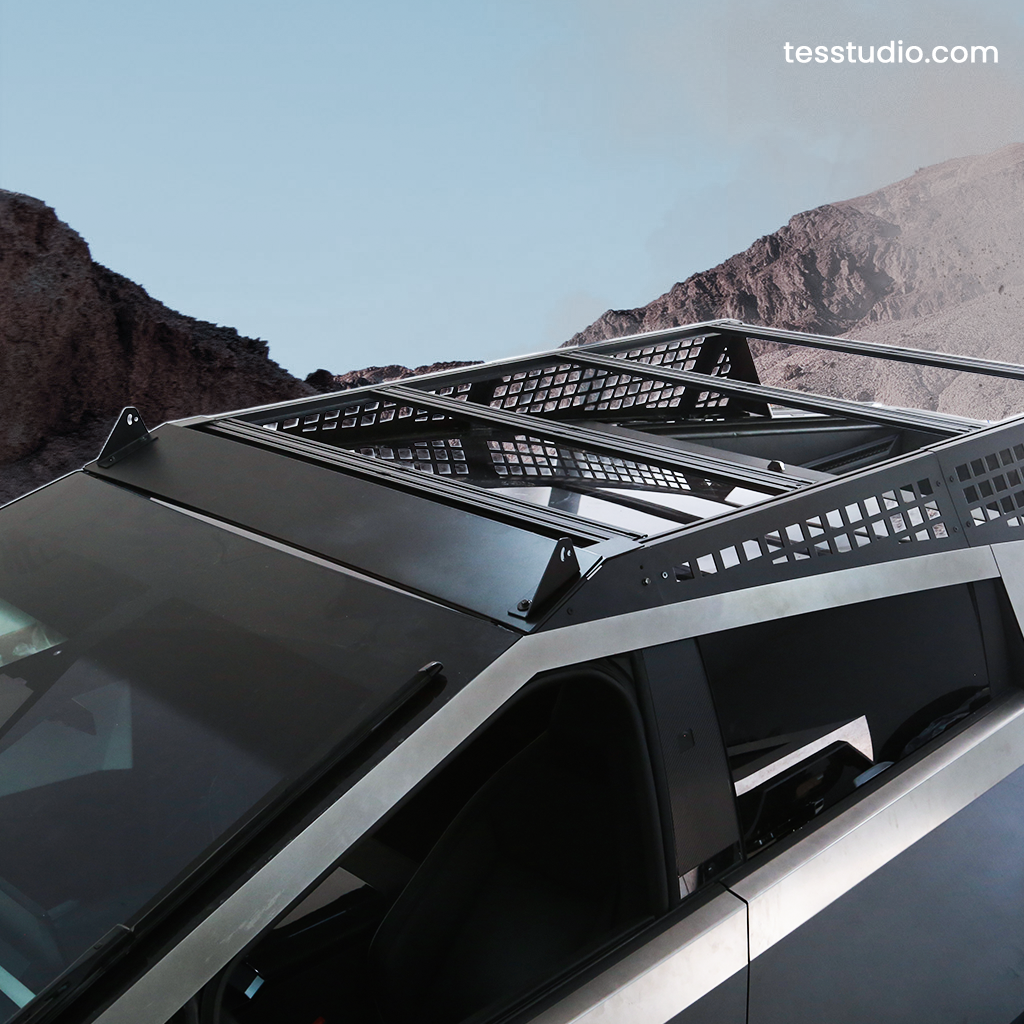 Tesla Cybertruck Crossbars Molle Panel Cybertruck Roof Racks 2024 Tesla Cybertruck Molle System Tesstudio®