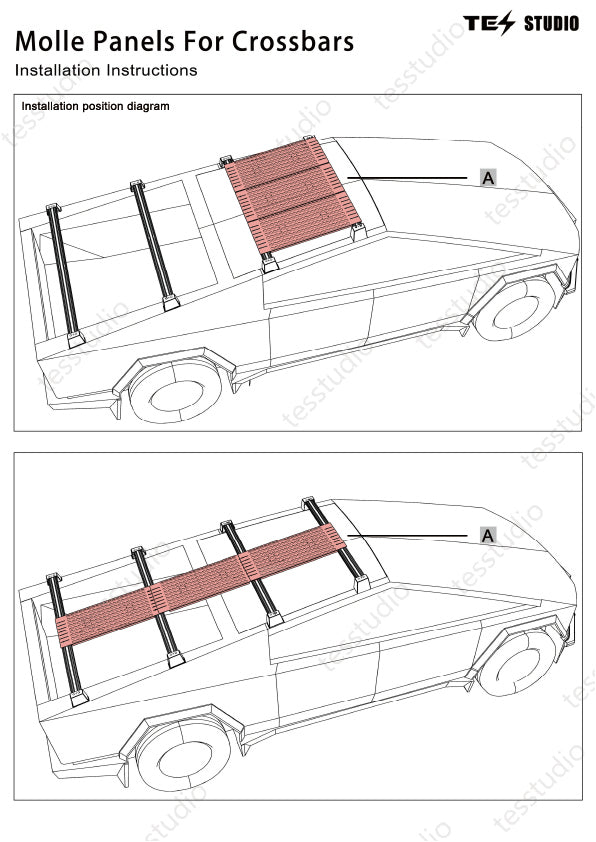 Tesla Cybertruck Molle Panels for Crossbars & Roof Racks (3pcs) Tesstudio®