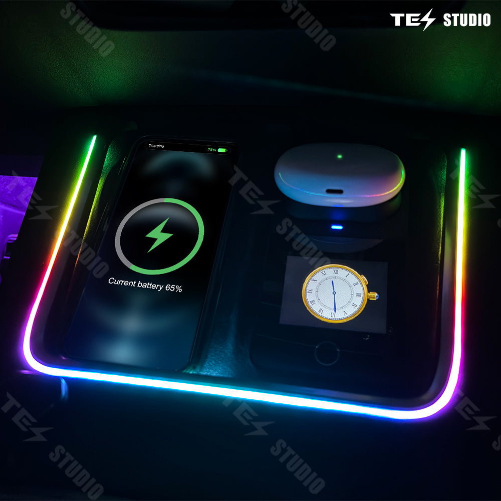 Tesstudio Model 3/Y Phone Charger Ambient Light Anti-slip Pad