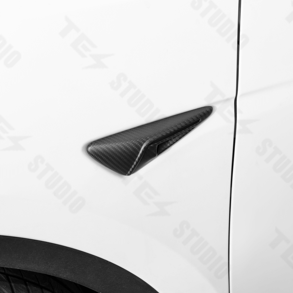 Tesstudio Carbon Fiber Leaf Camera Full Coverage Sticker Kit For Tesla Model 3 Highland