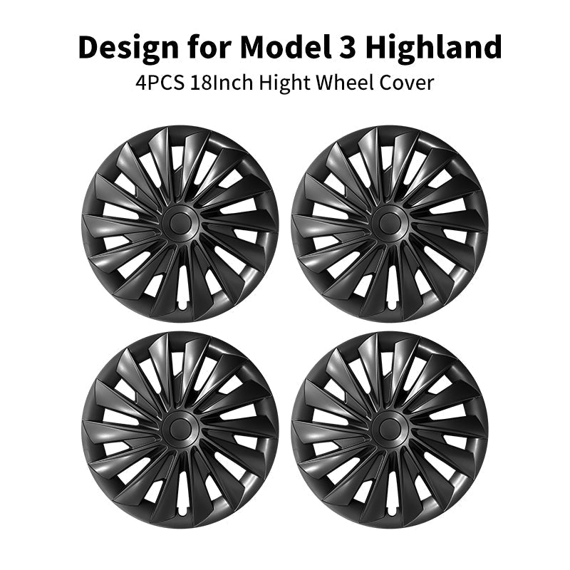 Tesla Model 3 Highland Wheel Hub Cap Covers 18'' New Blade Style Model 3 Highland Hubcaps Tesstudio® (2023-2024)