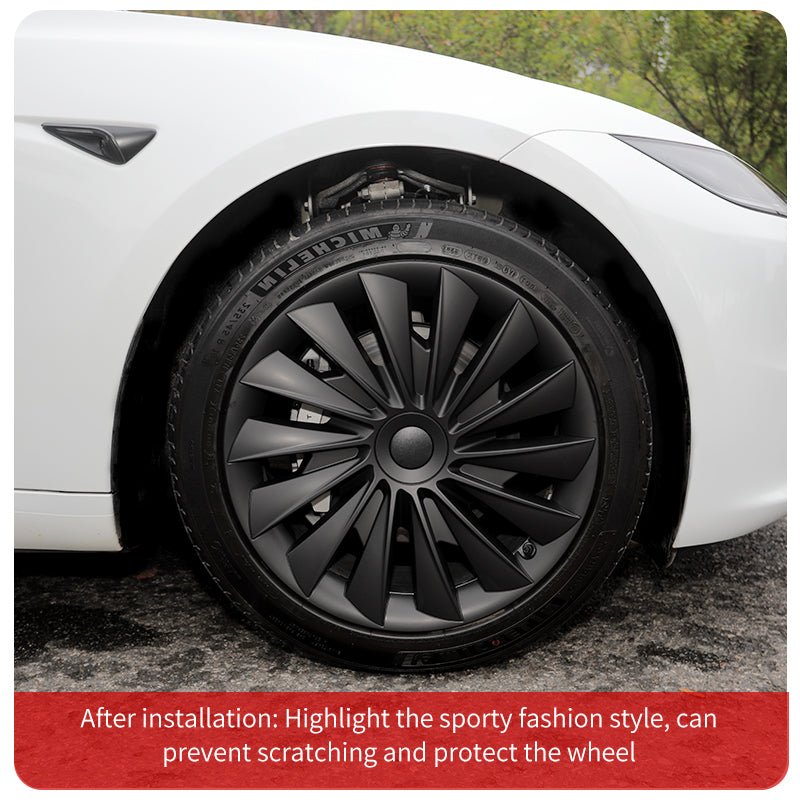 Tesla Model 3 Highland Wheel Hub Cap Covers 18'' New Blade Style Model 3 Highland Hubcaps Tesstudio® (2023-2024)