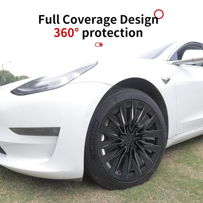 Tesla Model 3 Highland Hubcaps 18'' Turbine Style Model 3 Highland Rim Protector Hub Cap Tesstudio® (2023-2024)