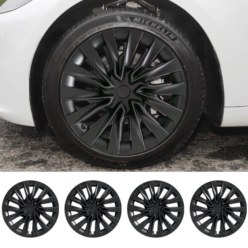 Tesla Model 3 Highland Hubcaps 18'' Turbine Style Model 3 Highland Rim Protector Hub Cap Tesstudio® (2023-2024)