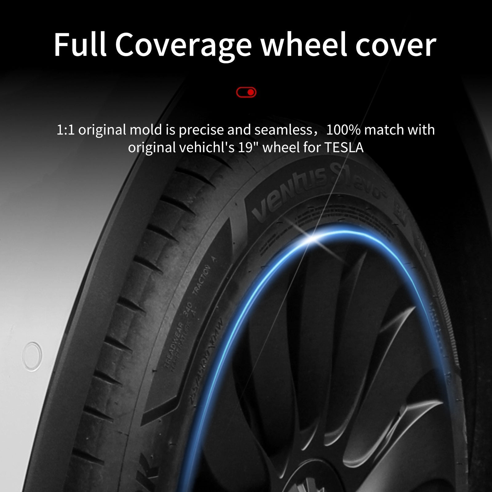 Tesla Model Y Wheels 19'' Storm Style Wheel Cap Covers Model Y Center Caps Tesstudio® (2020-2024 Year)