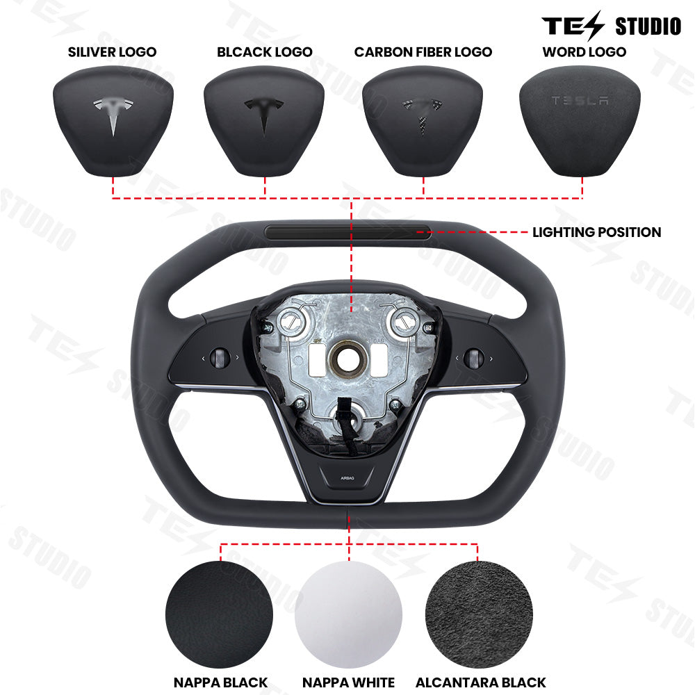 Cyber Steering Wheel with Indicator Lights is designed for Model 3/Y, Tesla Accessories Inspired by Cybertruck