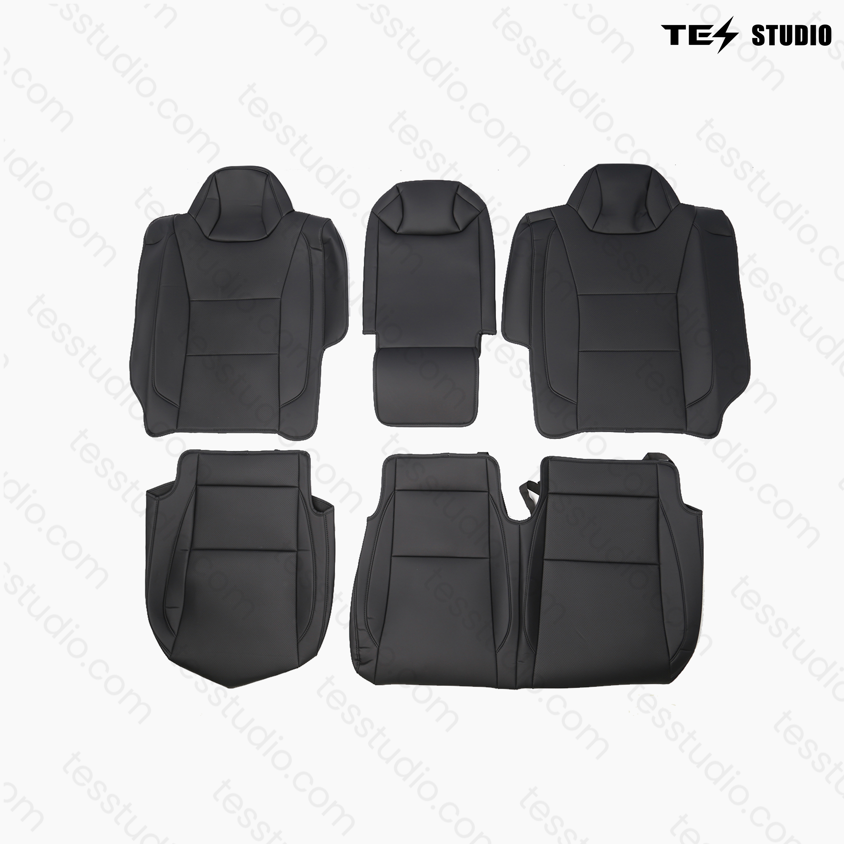 Tesstudio Tesla Accessories Seat Covers NAPPA Leather Full Coverage Seat Protector (Black/White) for  Cybertruck