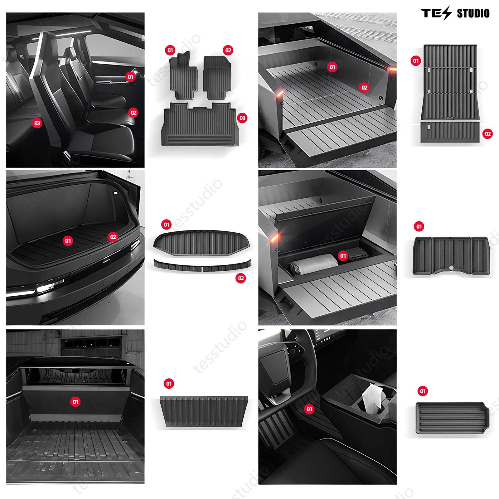 Tesstudio Full Set Mats for Cybertruck