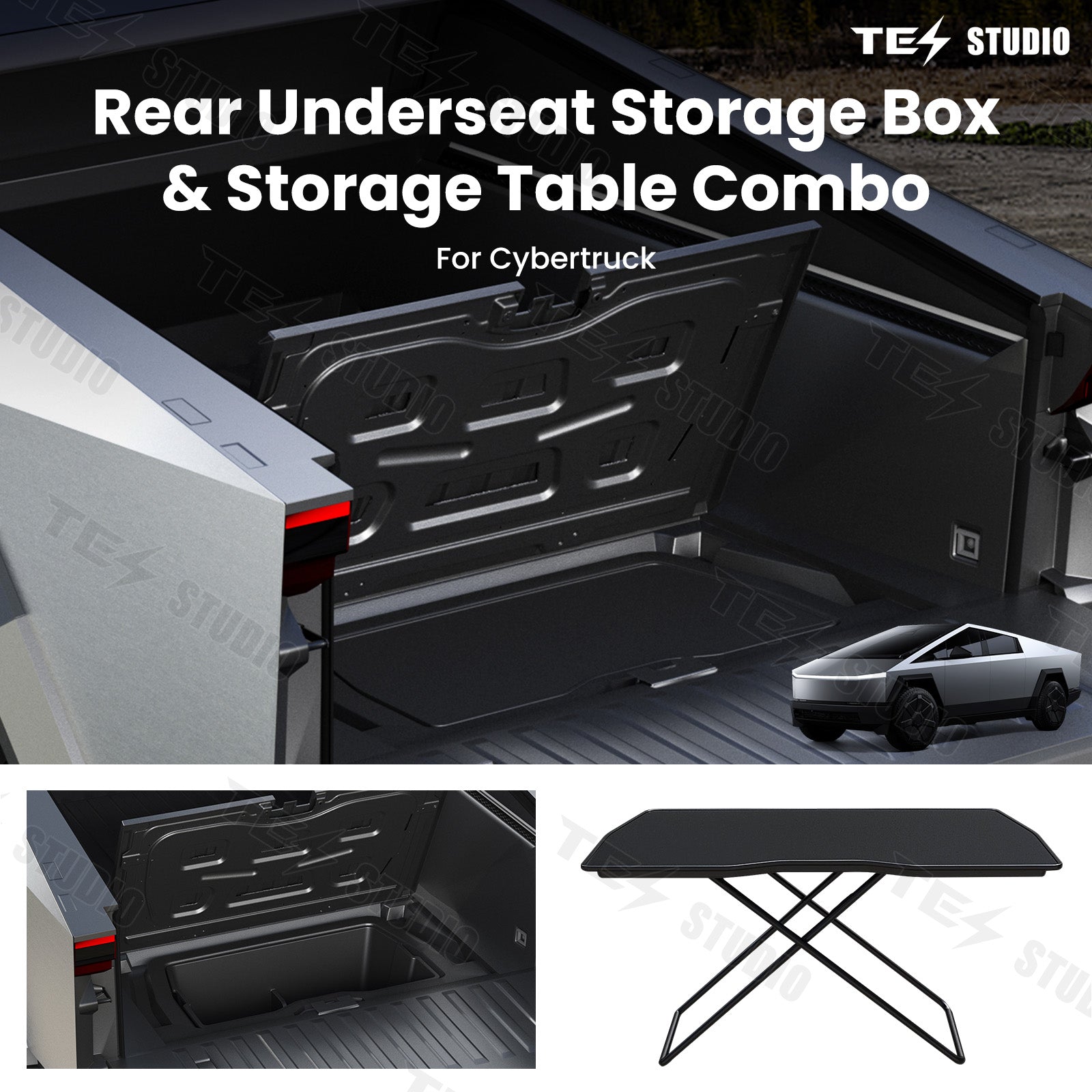 Cybertruck Rear Bed Table Rear Trunk Foldable Camping Table Camping Table Desk Travel Folding Table Trunk Storage Desk Tesstudio®