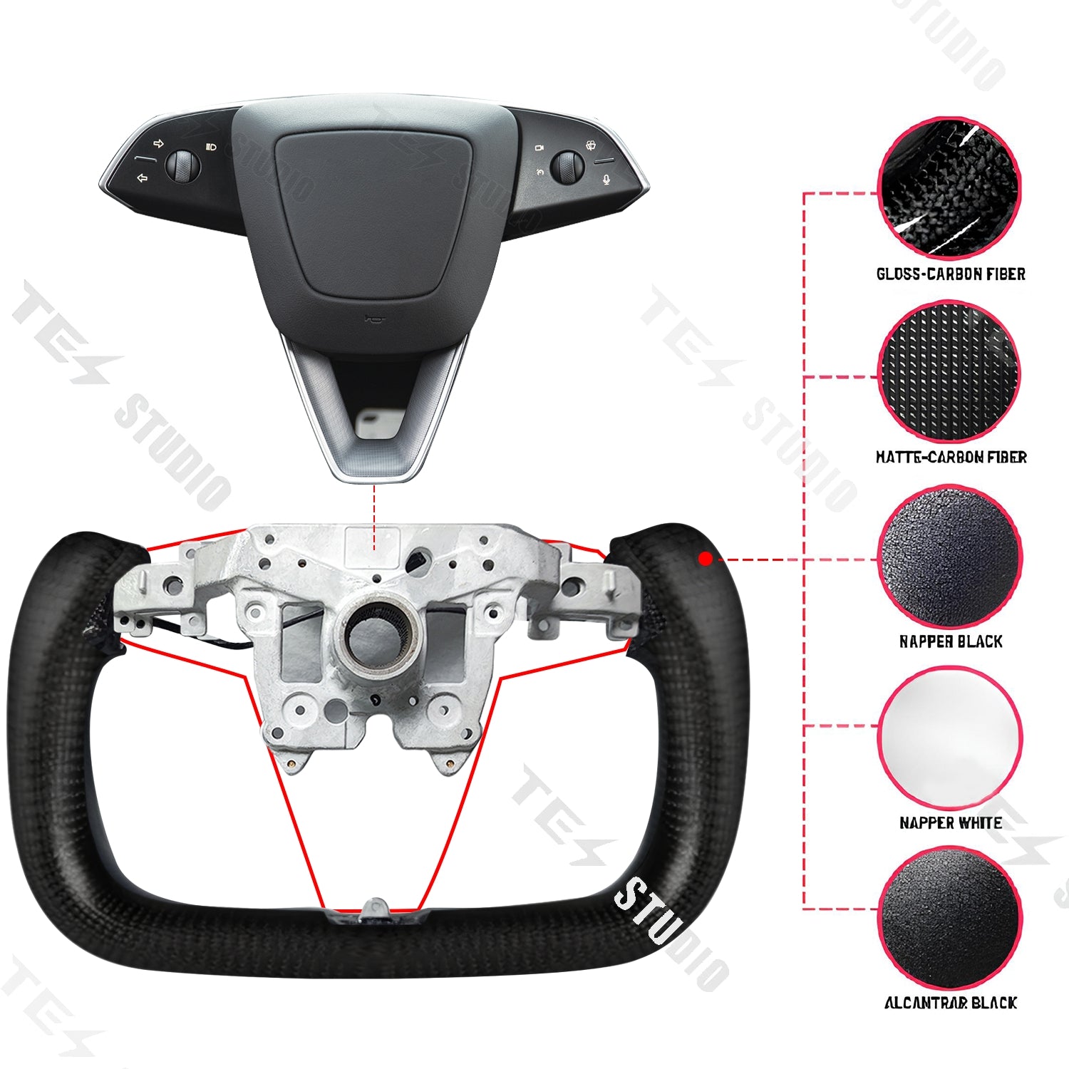 Tesla Model 3 Highland Yoke Steering Wheel Real Carbon Fiber Steering Wheel Tesstudio