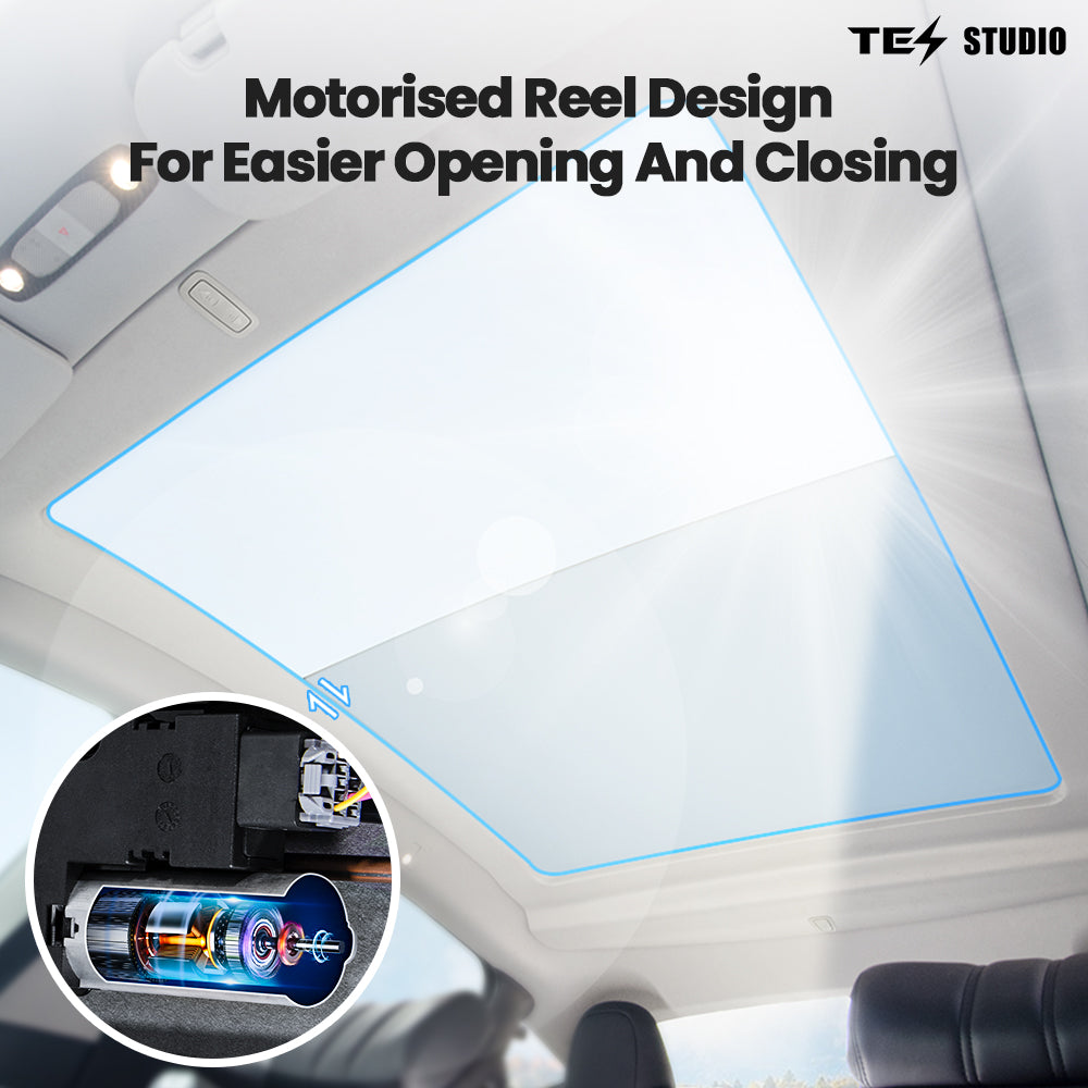 Tesla Model Y Sunshade Electric Sunshade Model Y Retractable Roof Shade Model Y Accessories Tesstudio®