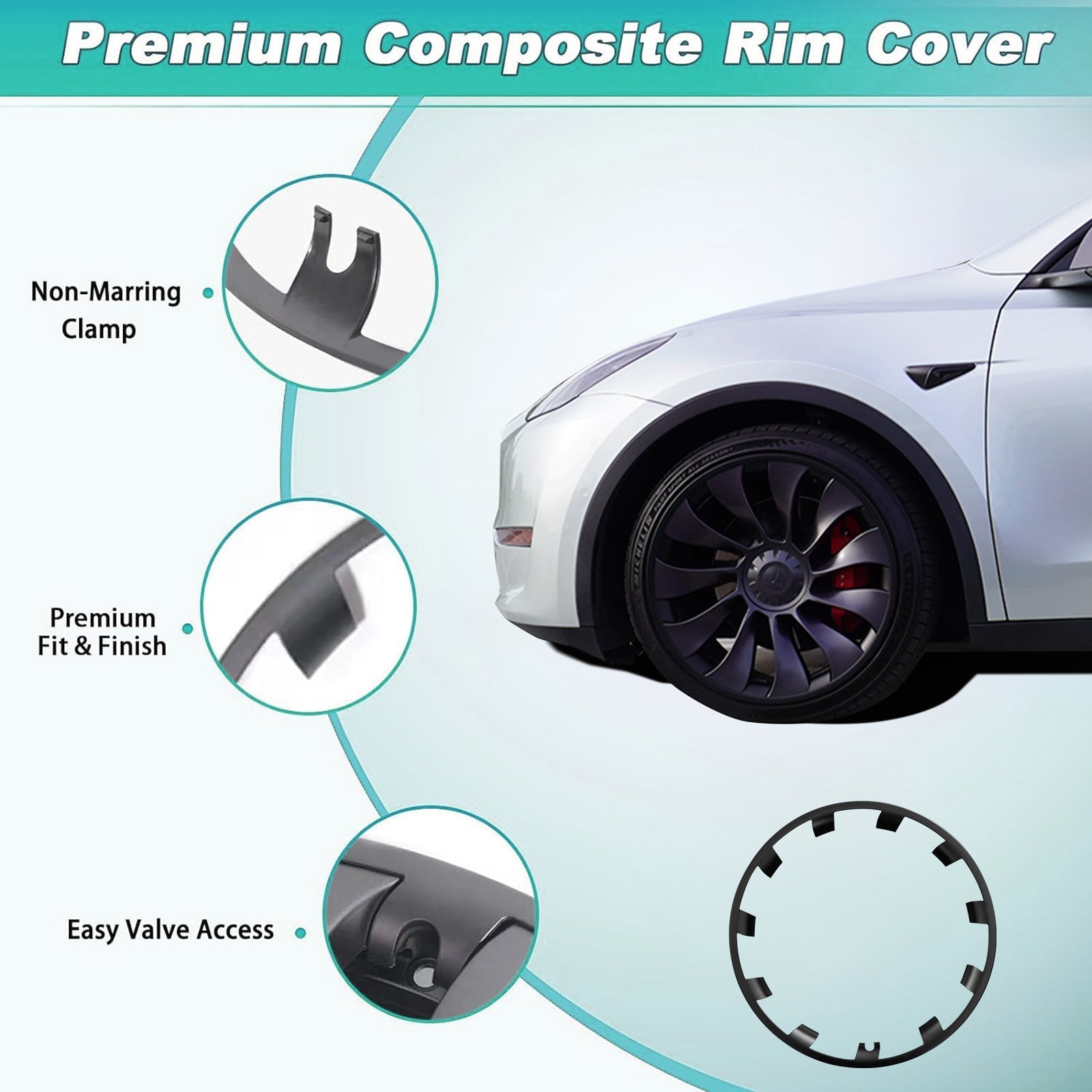 Tesla Model Y Hub Cap Covers 21 Inch Wheel Covers Tesla Wheel Accessories Tesstudio®