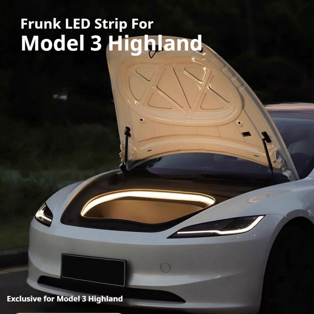 Tesla Model 3 Highland Frunk LED Strip Lights Tesla Accessories Model 3 Highland Front Trunk Ambient Lights Tesstudio®