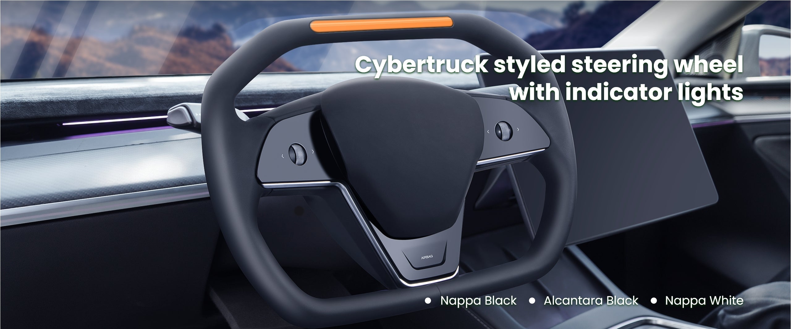 Cybertruck Styled Steering wheel
with indicator lights for Model 3/Model Y