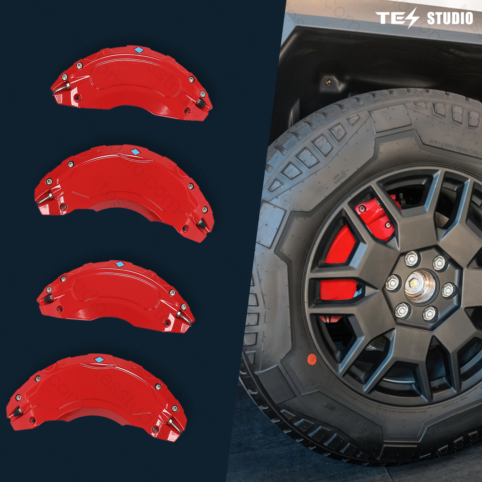 Cybertruck Accessories Brake Caliper Cover Red & Yellow Options Tesstudio®