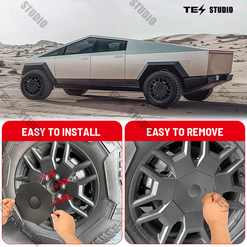 Tesstudio Center Hub Caps for Tesla Cybertruck (Set of 4) - 20" Wheel Covers