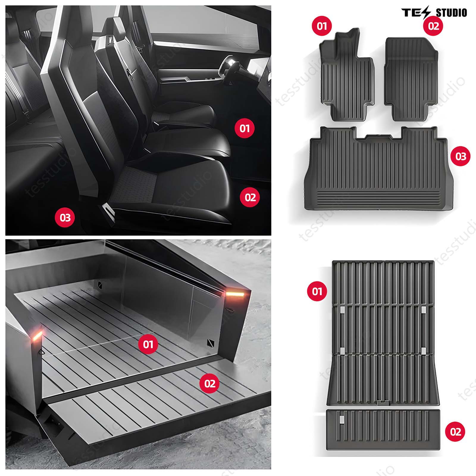 Tesstudio Full Set Mats for Cybertruck