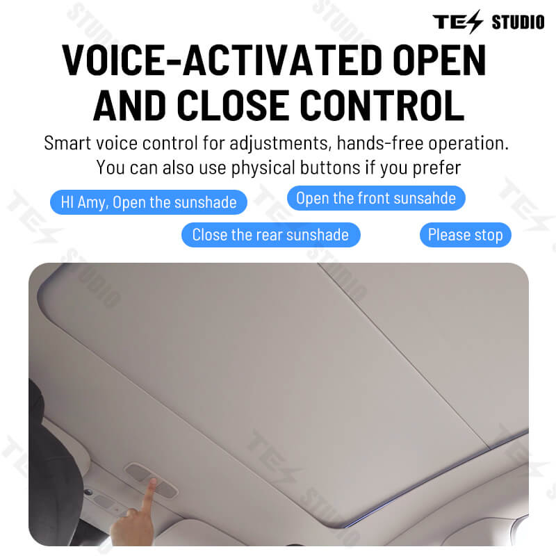 Tesstudio Tesla Model Y Voice-Controlled Electric Sunshade with Ambient Lighting - Roller Style