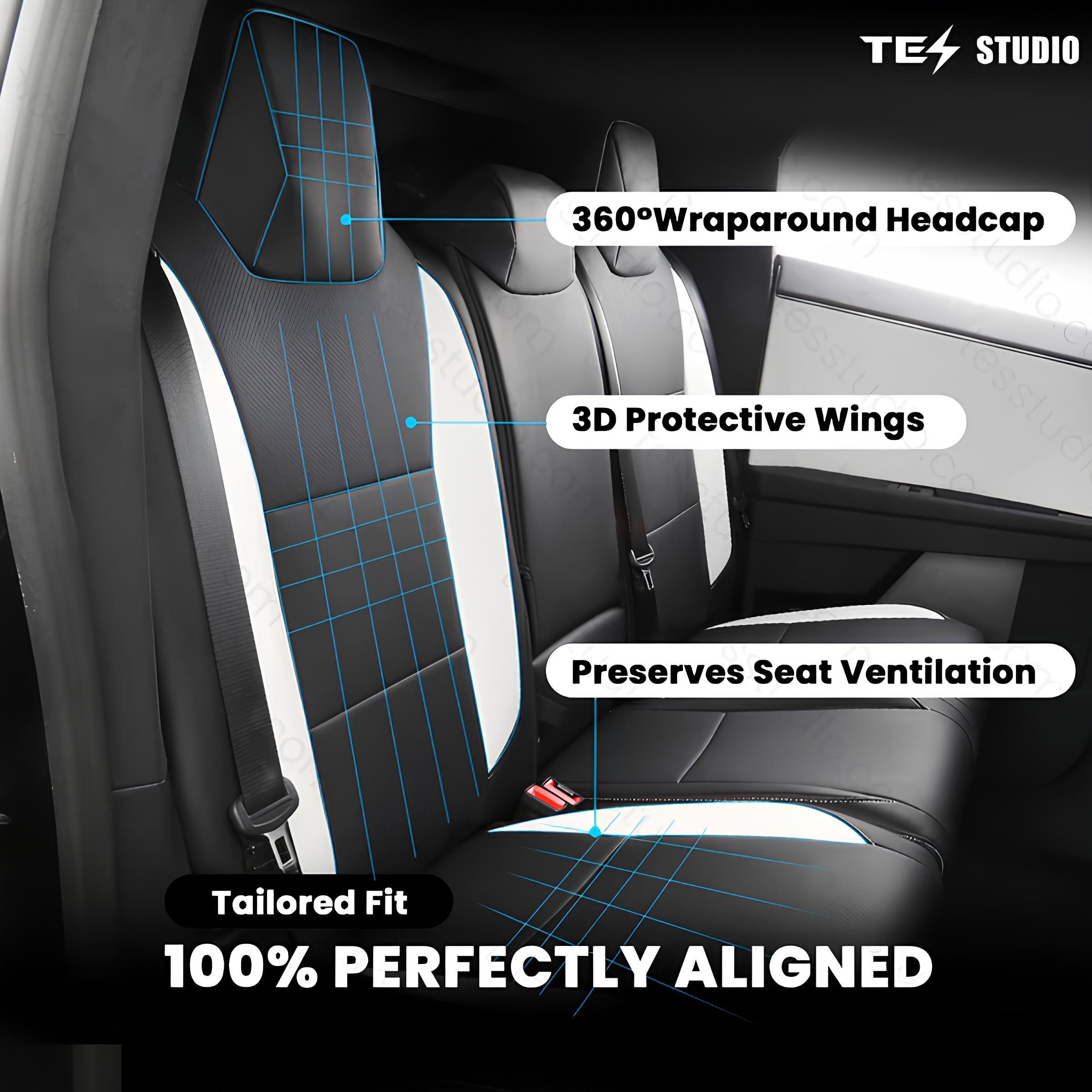 Cybertruck Seat Covers NAPPA Leather Full Coverage Seat Protector Tesstudio®