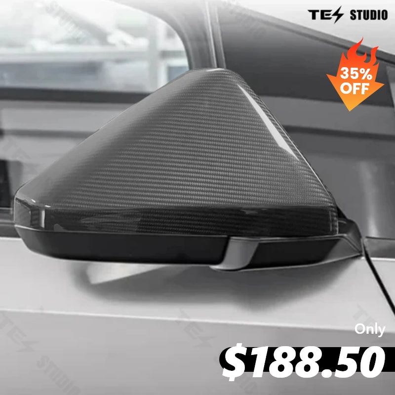 Real Carbon Fiber Side View Mirror Caps for Tesla Cybertruck Exterior Accessories 2PCS Left & Right  Tesstudio