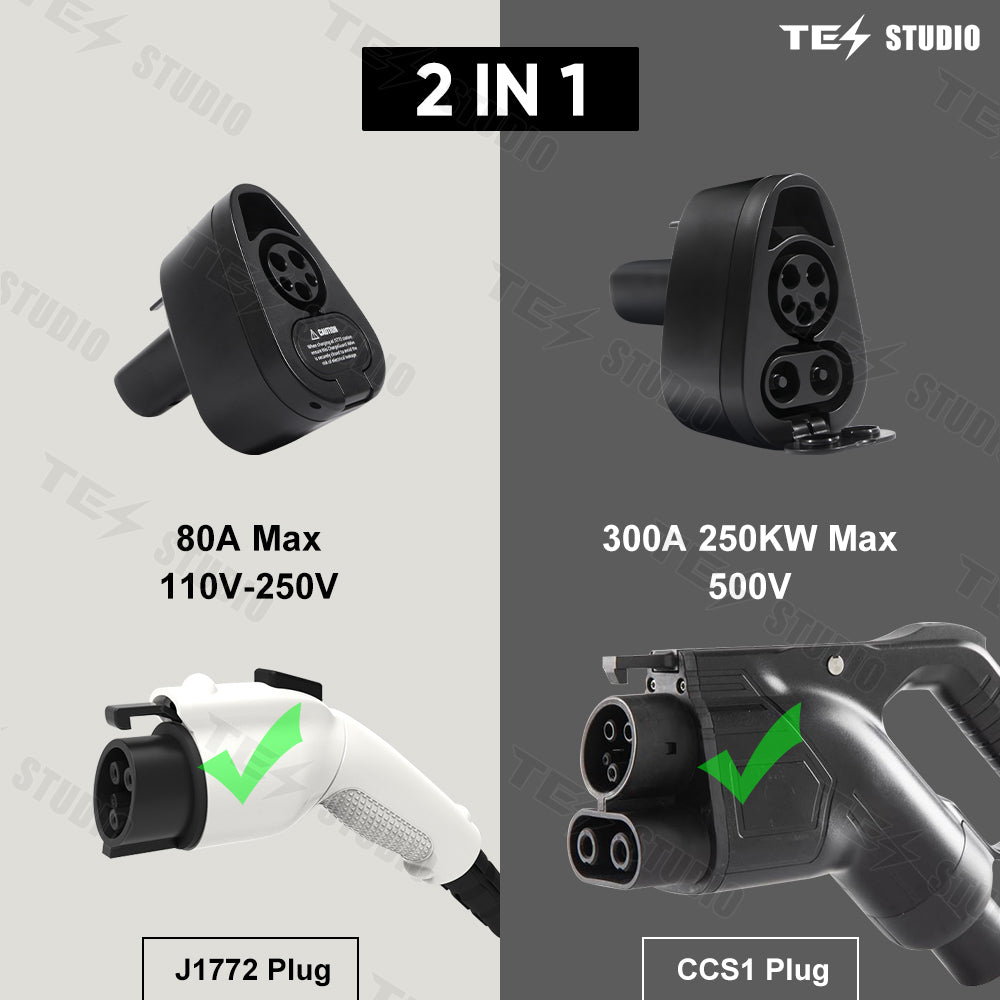 Tesstudio CCS1 x J1772 2-in-1 Charging Adapter for Model 3/Y Cybertruck(After Feb.2020 and 19-22 Original Supports CCS1)