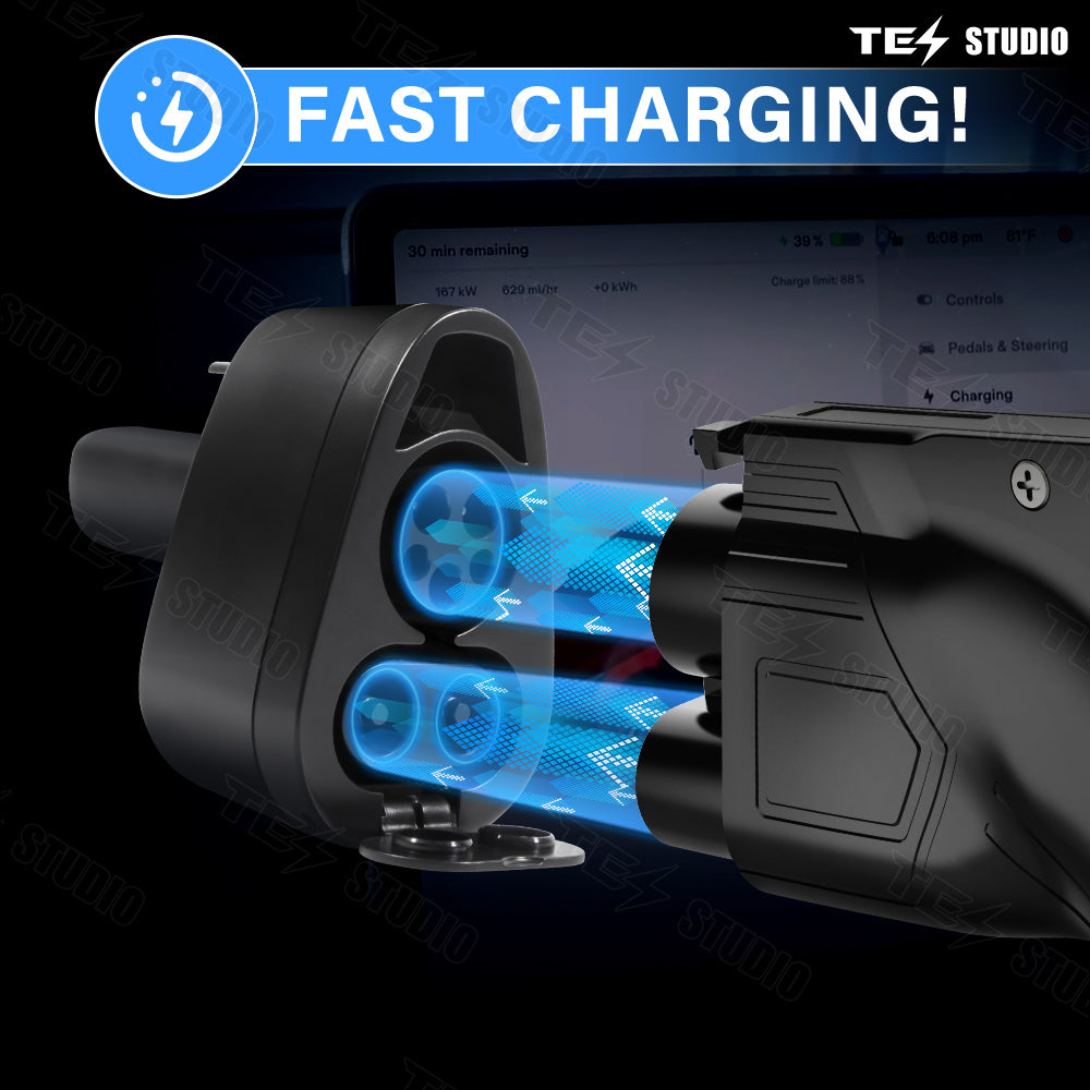 Tesstudio CCS1 x J1772 2-in-1 Charging Adapter for Model 3/Y Cybertruck(After Feb.2020 and 19-22 Original Supports CCS1)