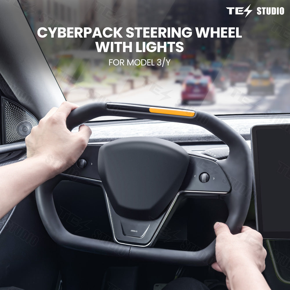 Cyber Steering Wheel with Indicator Lights is designed for Model 3/Y, Tesla Accessories Inspired by Cybertruck