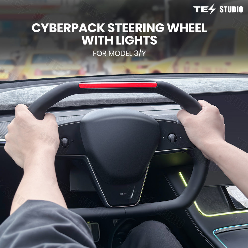 Cyber Steering Wheel with Indicator Lights is designed for Model 3/Y, Tesla Accessories Inspired by Cybertruck