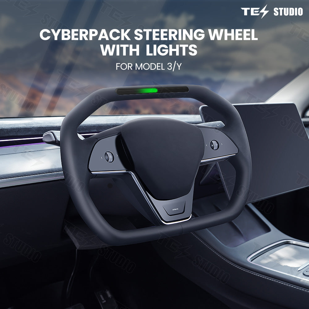 Cyber Steering Wheel with Indicator Lights is designed for Model 3/Y, Tesla Accessories Inspired by Cybertruck