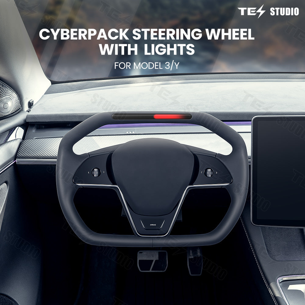 Cyber Steering Wheel with Indicator Lights is designed for Model 3/Y, Tesla Accessories Inspired by Cybertruck