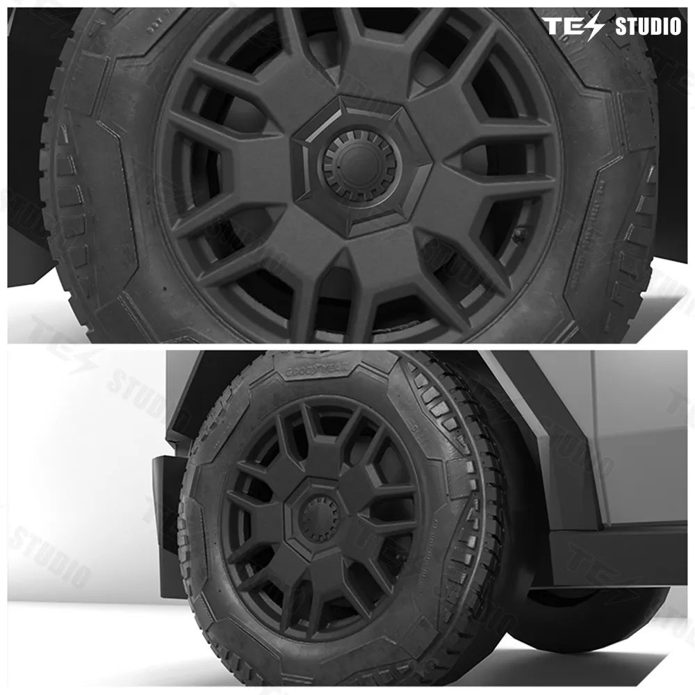 Tesstudio Cybertruck Accessories Center Wheel Cap Heptagon Hub Tesla Wheel Rim Caps Lug Nut Covers Caps-2