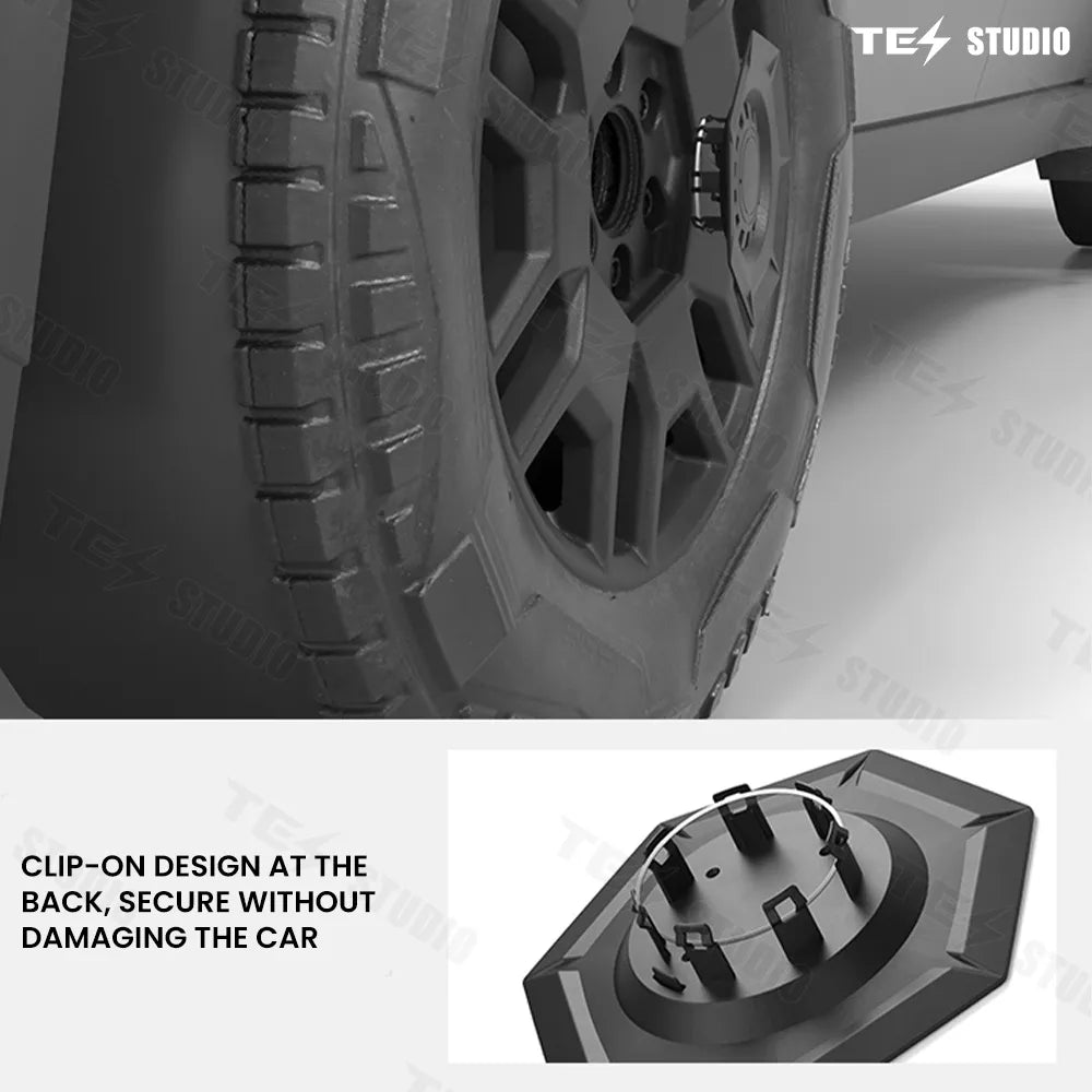 Tesstudio Cybertruck Accessories Center Wheel Cap Heptagon Hub Tesla Wheel Rim Caps Lug Nut Covers Caps