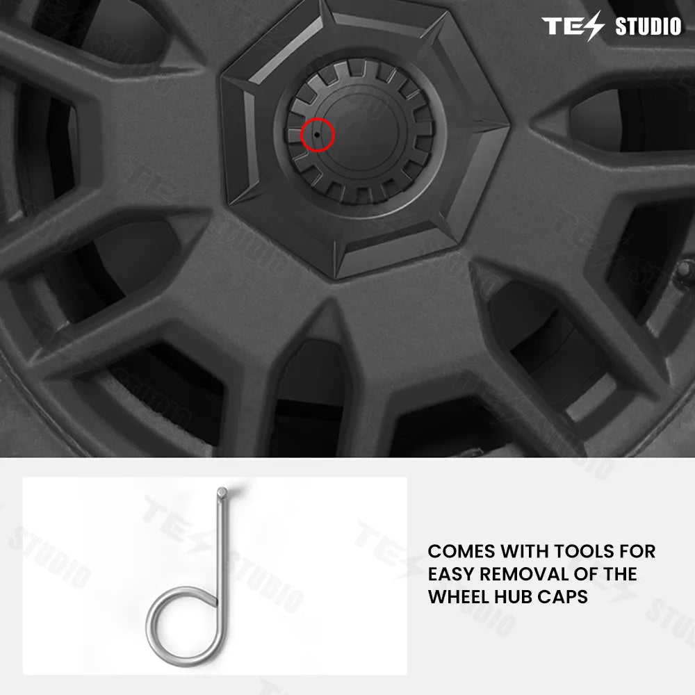 Tesstudio Cybertruck Accessories Center Wheel Cap Heptagon Hub Tesla Wheel Rim Caps Lug Nut Covers Caps