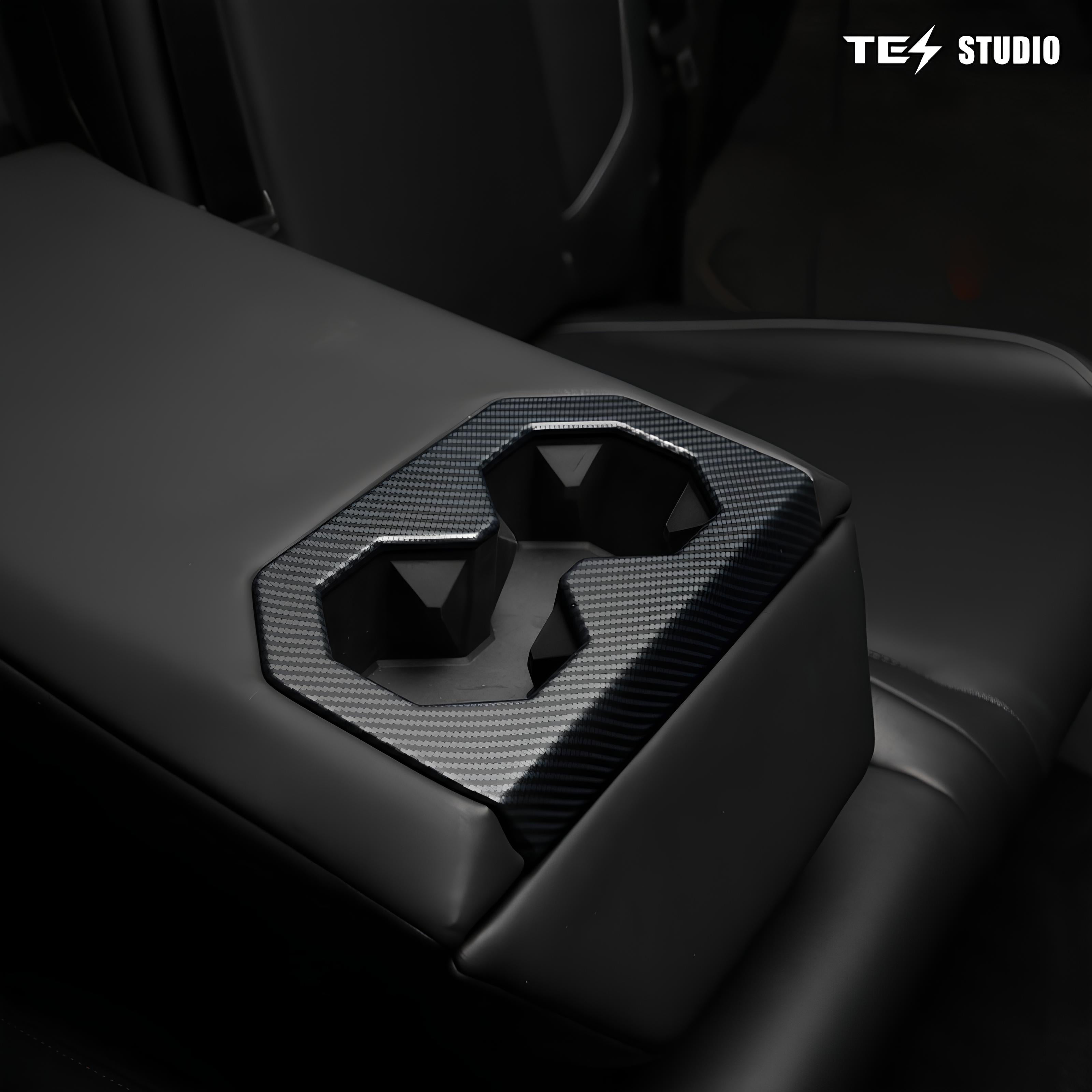 Tesla Cybertruck Interior Accessories Rear Seat Cup Holder Frame Trim Cover Tesstudio® 