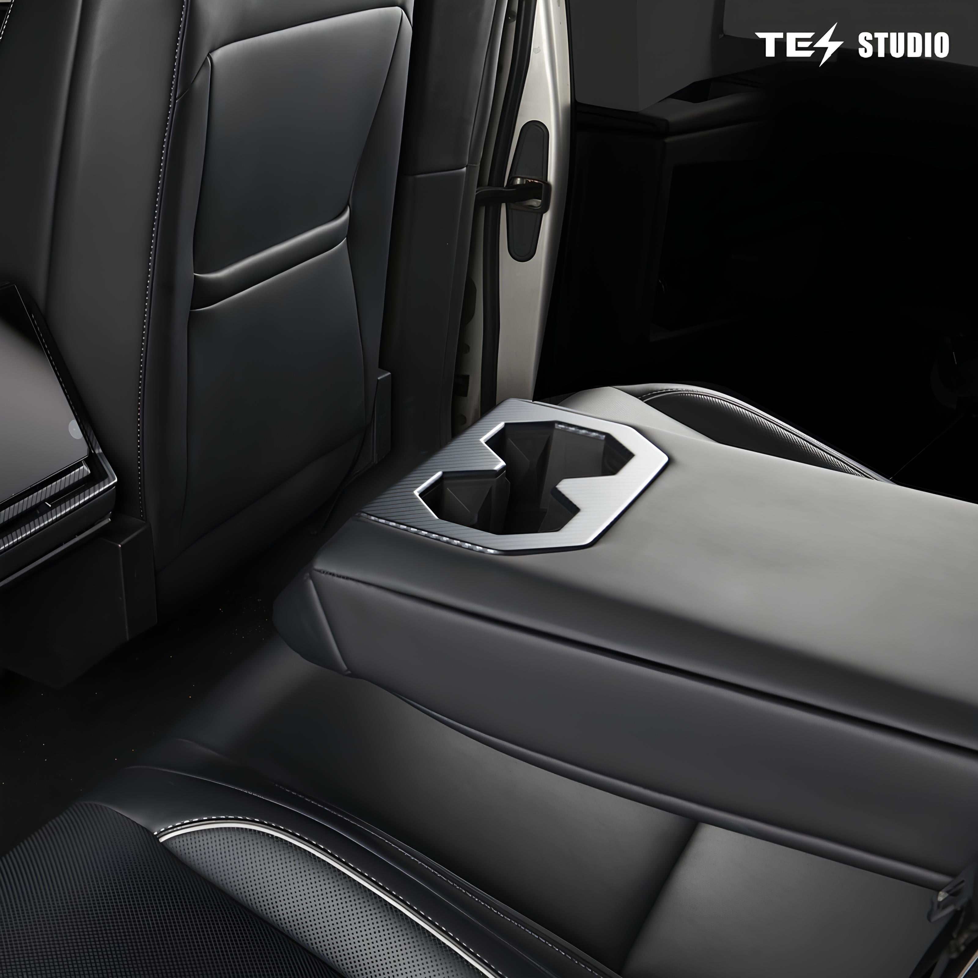 Tesla Cybertruck Interior Accessories Rear Seat Cup Holder Frame Trim Cover Tesstudio® 