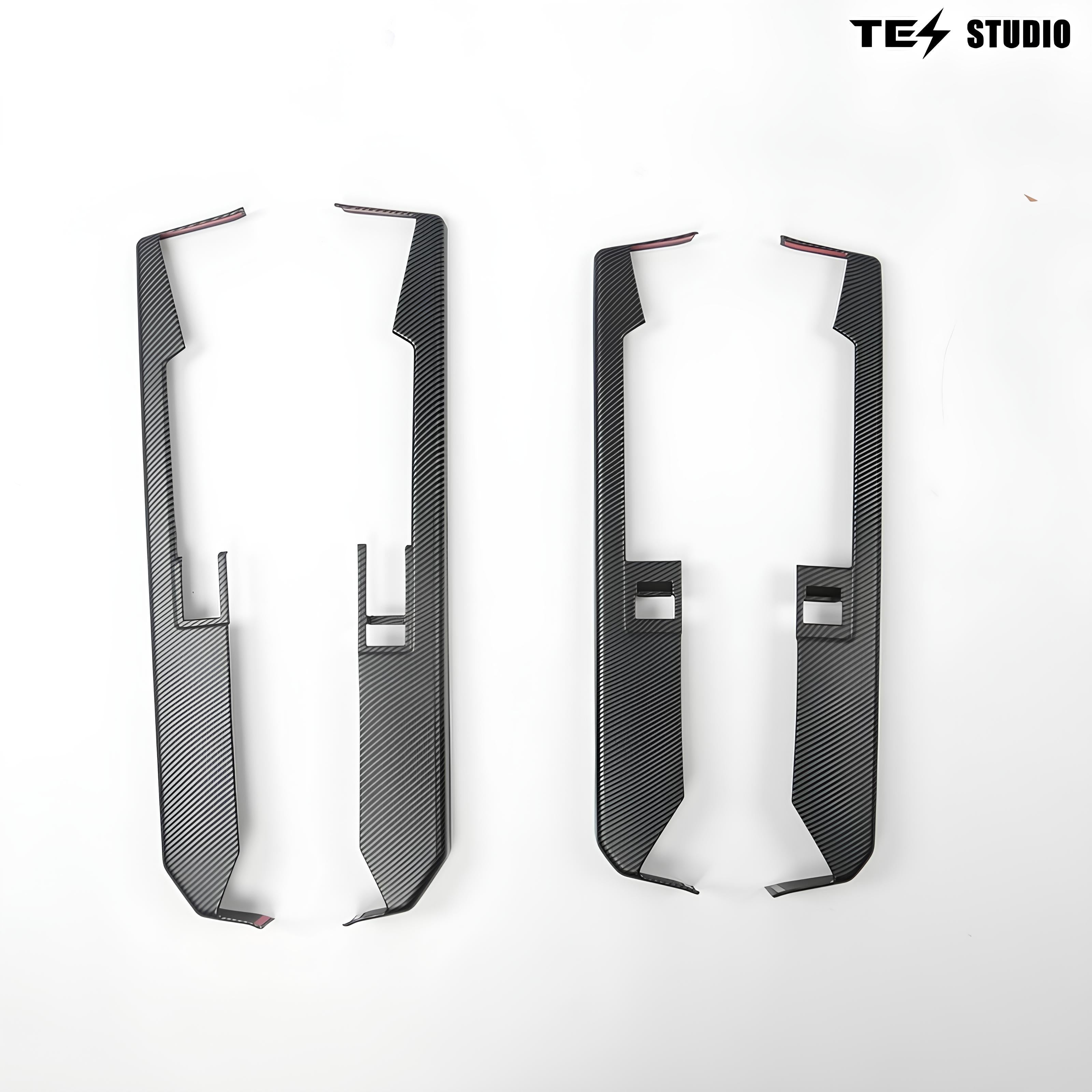 Cybertruck Front & Rear Door Armrest Overlay Panel Cover Fully Coverage Tesstudio® (Carbon Fiber Pattern ABS)