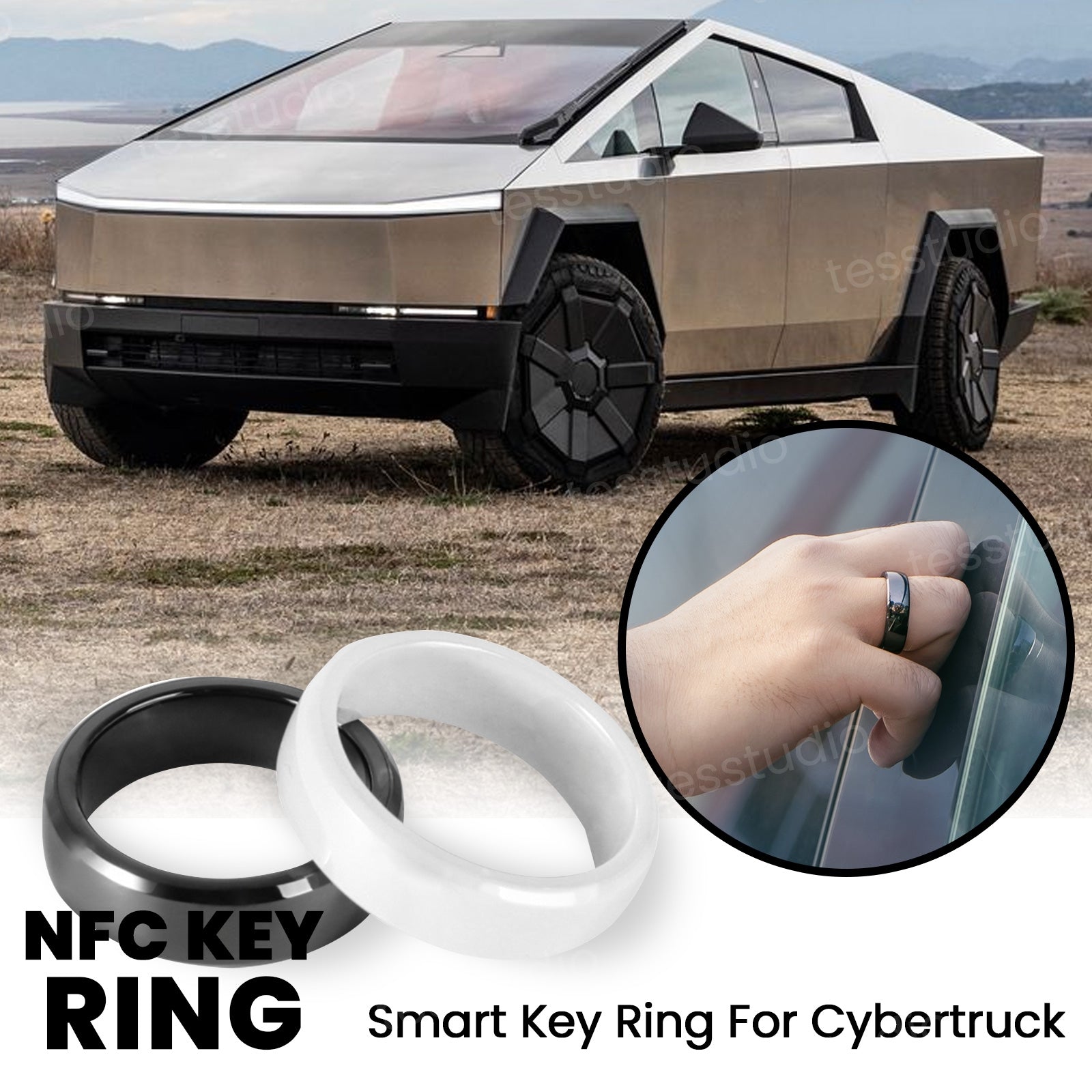 Cybertruck RFID Smart NFC Ring Key Accessory Replacement of Key Fob and Key Card Open Door Tesstudio®