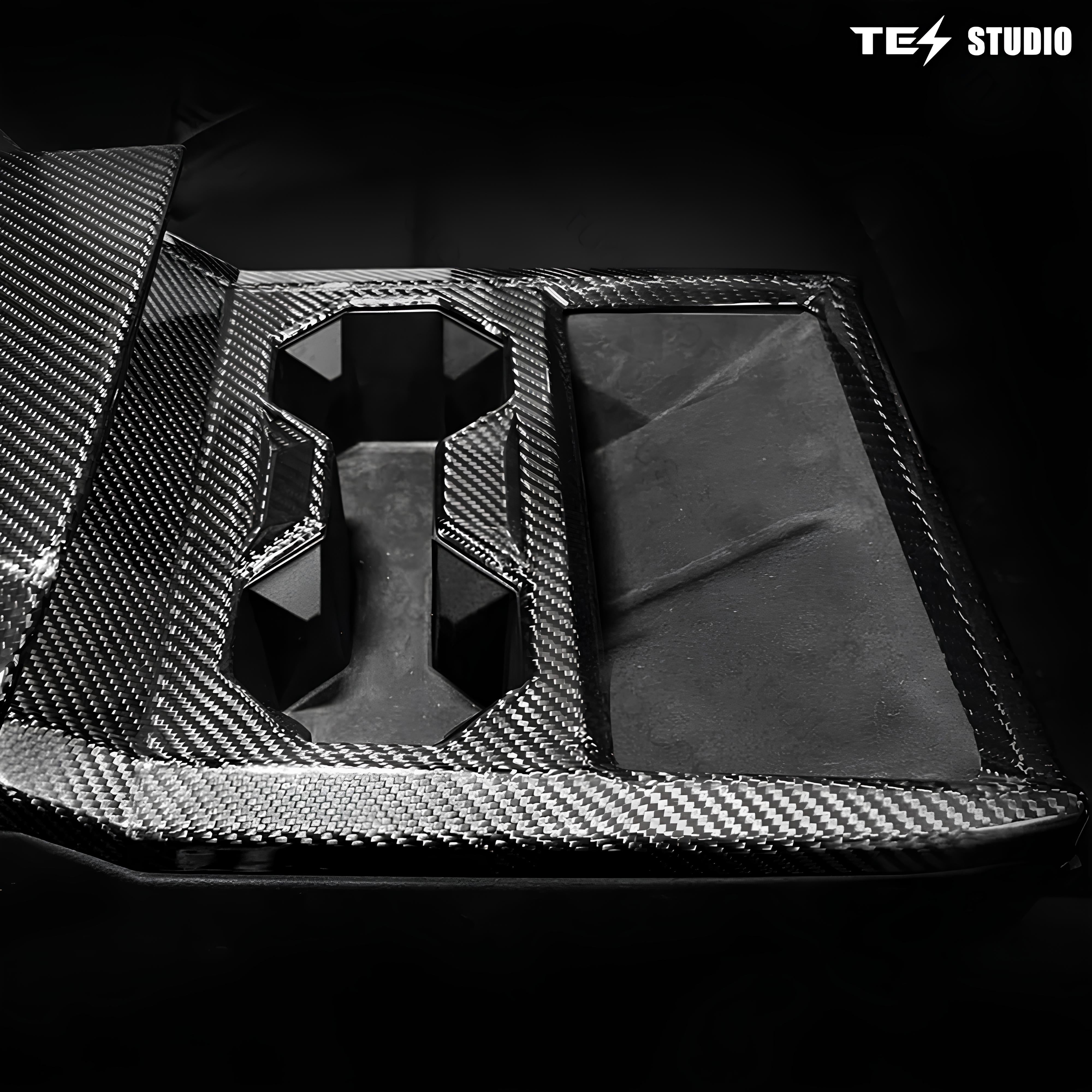 Cybertruck Armrest Box Cover Real Carbon Fiber Center Console Saddle Tesstudio®