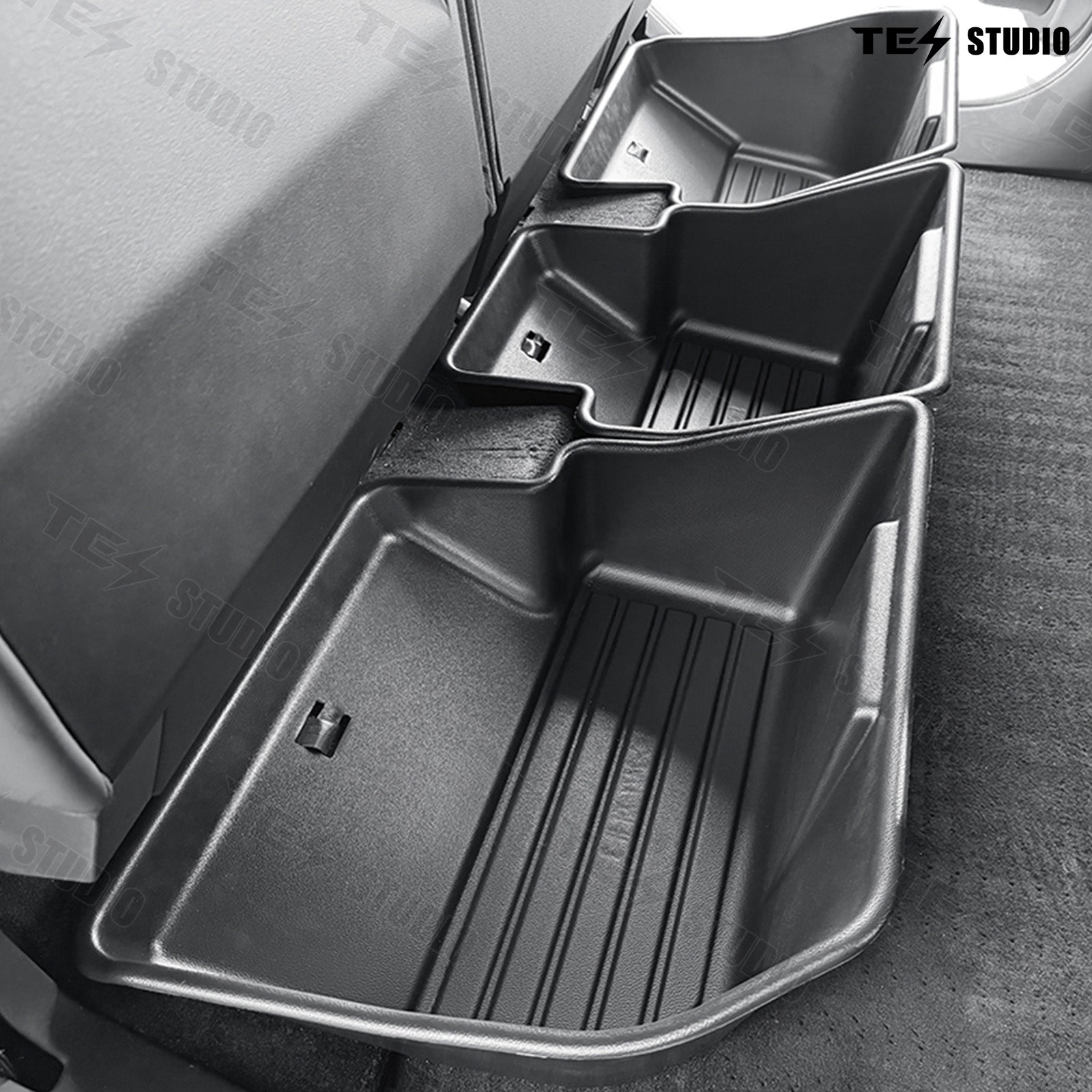 Tesla Cybertruck Interior Accessories Underseat Storage Box Upgraded Under Seat Black Compartment Tesstudio®