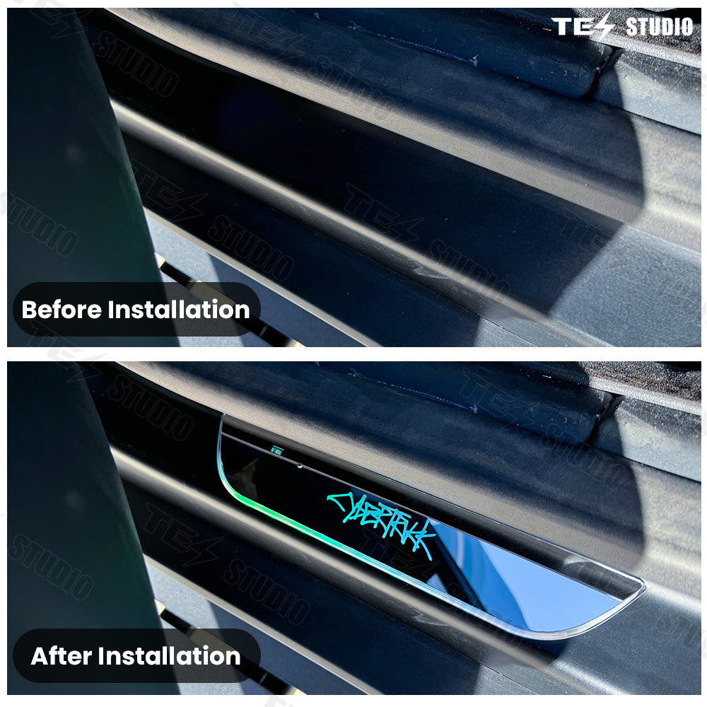 Tesstudio Tesla Accessories Cybertruck Illuminated Door Sill Protector LED Welcome Pedal Trim Plates