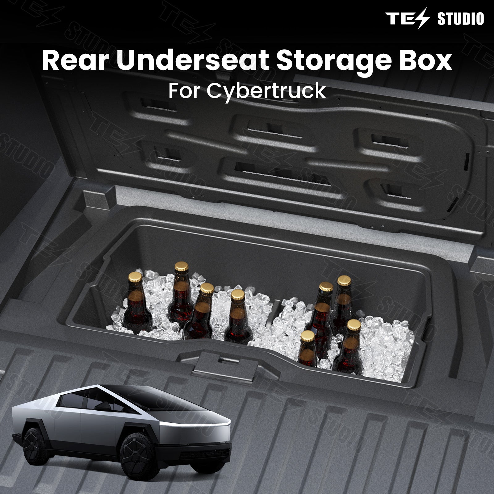 Cybertruck Rear Underseat Storage Tool Box Under Trunk Floor Mat 
Dividers Transport Organizer Cargo Organizational System Tesstudio®