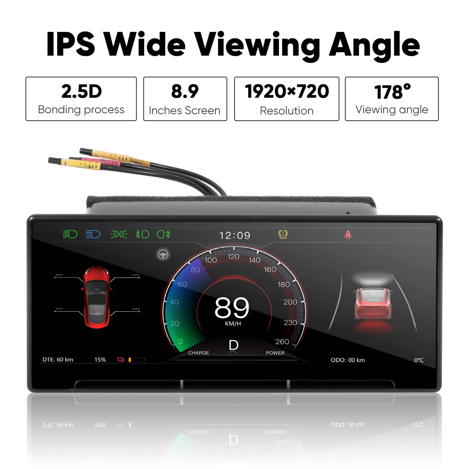 Tesstudio F9 9-Inch Touchscreen Dashboard Display with Carplay & Android Auto For Tesla Model 3/Y