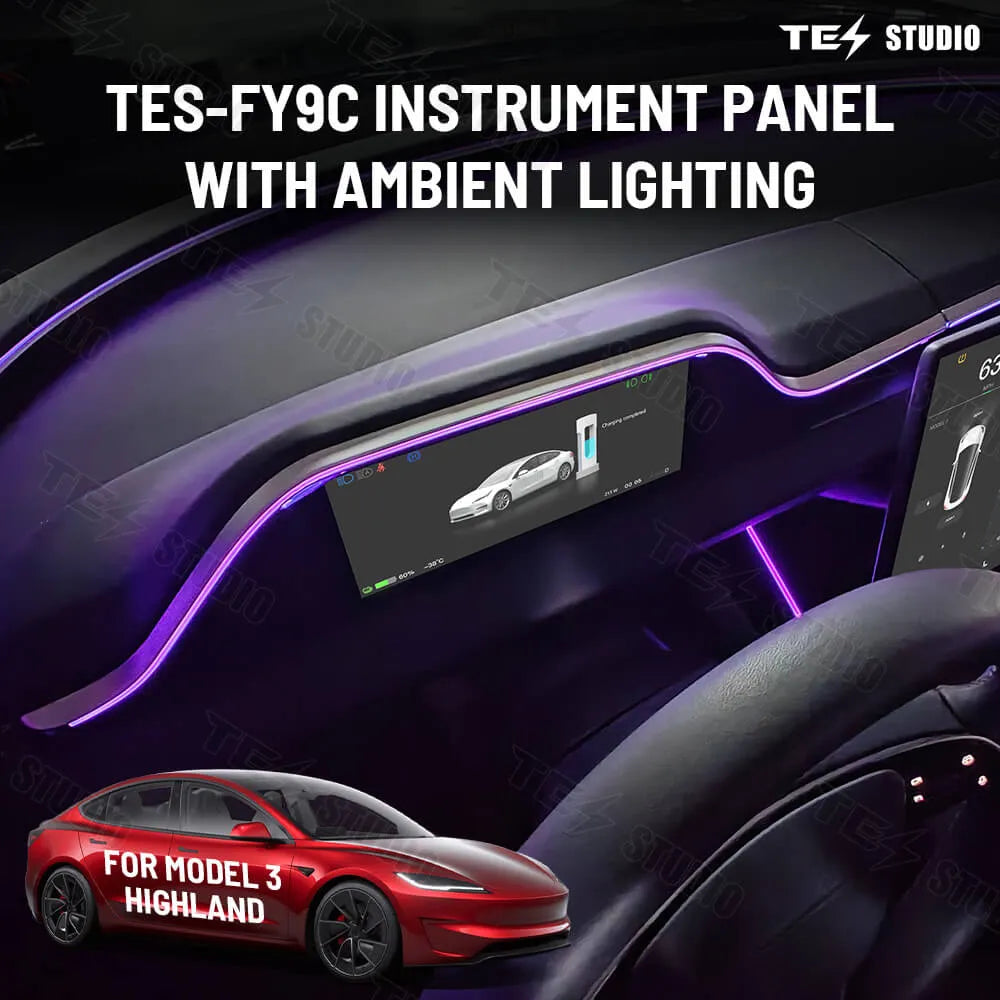 Tesstudio FY9C Integrated Tesla digital dashboard display For Model 3 Highland(2024)/With Camera/With Ambient Lighting/Left-hand Drive