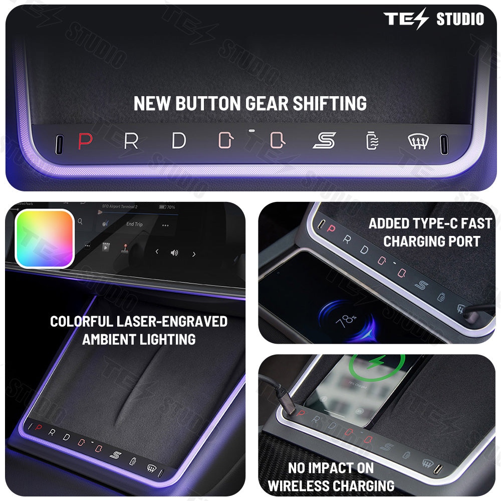 Tesstudio Tesla Accessories Wireless Charger With Ambient Light LED Center Console Phone Charger For Model 3 Highland