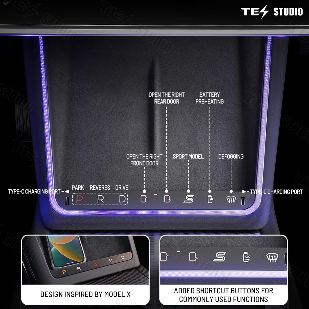 Tesstudio Tesla Accessories Wireless Charger With Ambient Light LED Center Console Phone Charger For Model 3 Highland