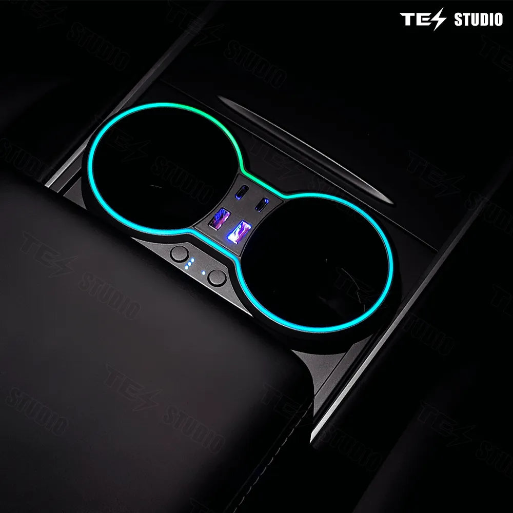 Tesstudio Test Accessories Console Cup Holder Expansion Dock Aromatherapy with Lighting for Model 3/Y（21-23）