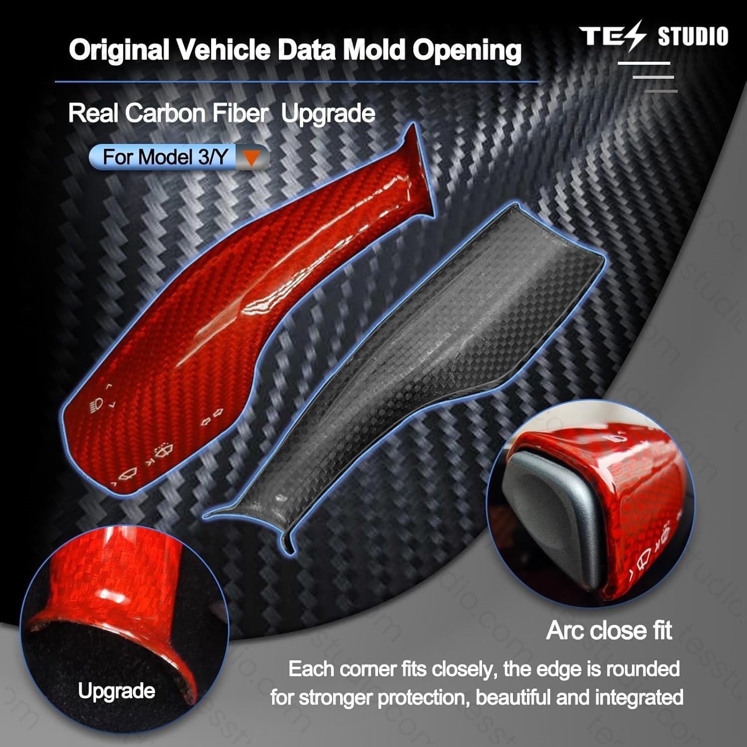 Modcl Y/3 Real Carbar Steering Lever Trim Cover with Gear Shift Cover Tesstudio®