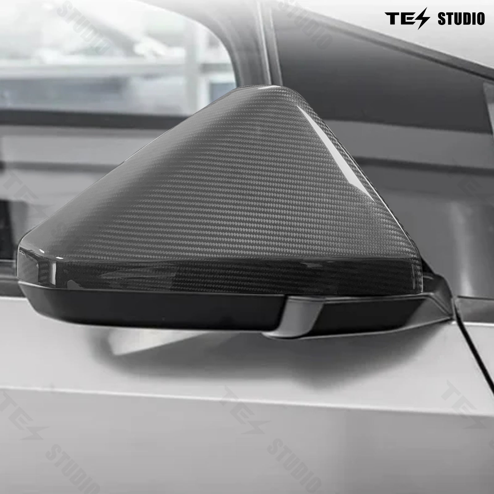 Real Carbon Fiber Side View Mirror Caps for Tesla Cybertruck Exterior Accessories 2PCS Left & Right  Tesstudio